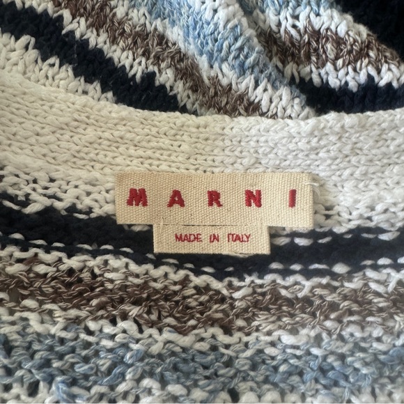 Marni Striped Cardigan Blue Weaved Knit Unisex Size 36 - Picture 3 of 4